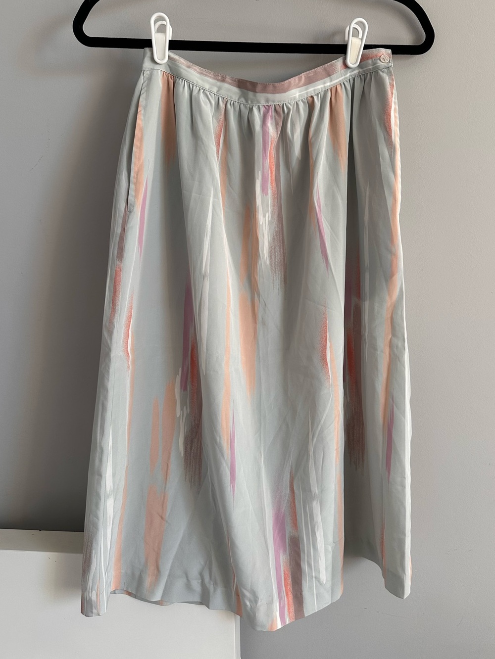 Midi Skirt with Pastel Brushstroke Print, Size S